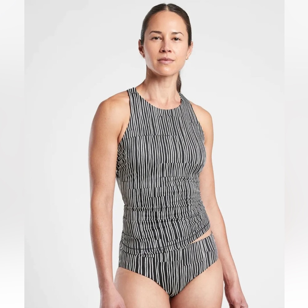 Athleta Maldives Printed Tankini 36D/DD Cove Black NWT